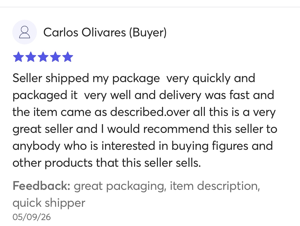 Mercari buyer review recommending the seller